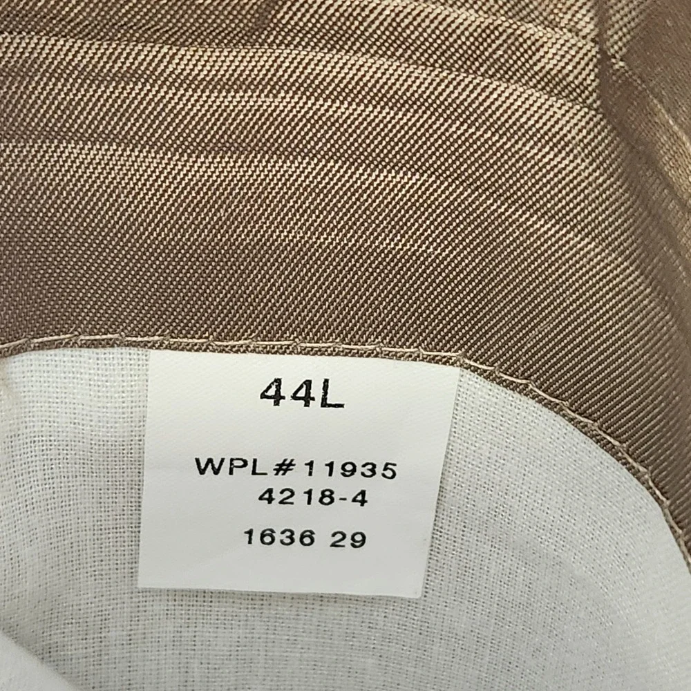 Stafford Worsted Wool Blend Sport‎ Coat Mens 44L Tan Brown Blazer Gold Buttons